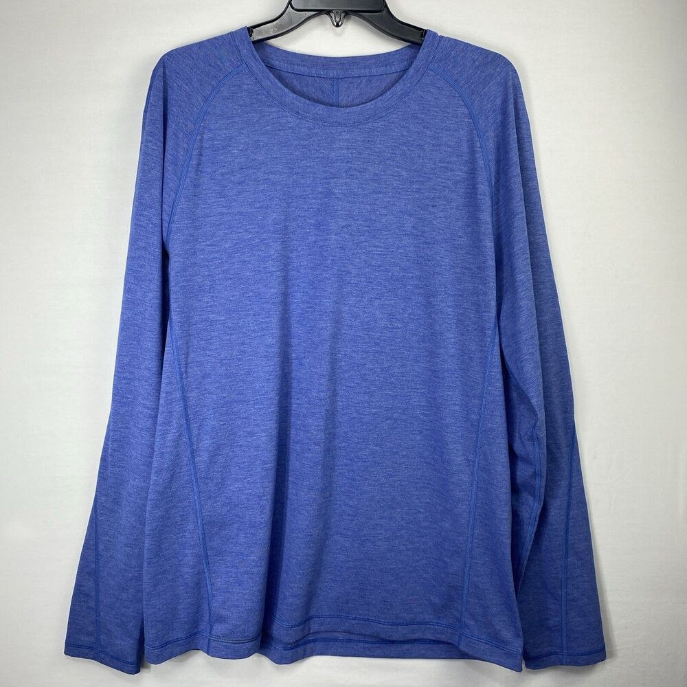 Lululemon Mens Long Sleeve Tee Shirt Blue No Size Tag Measurements Extra Large